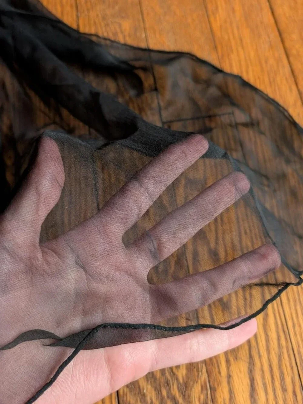 Vintage Black Silk Scarf